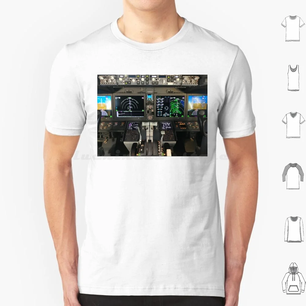 B737max Cockpit View T Shirt Cotton Men Women DIY Print Fly Airplane Boeing 737 B737 Cockpit Crew Pilot Sky Cabin Fly Screen