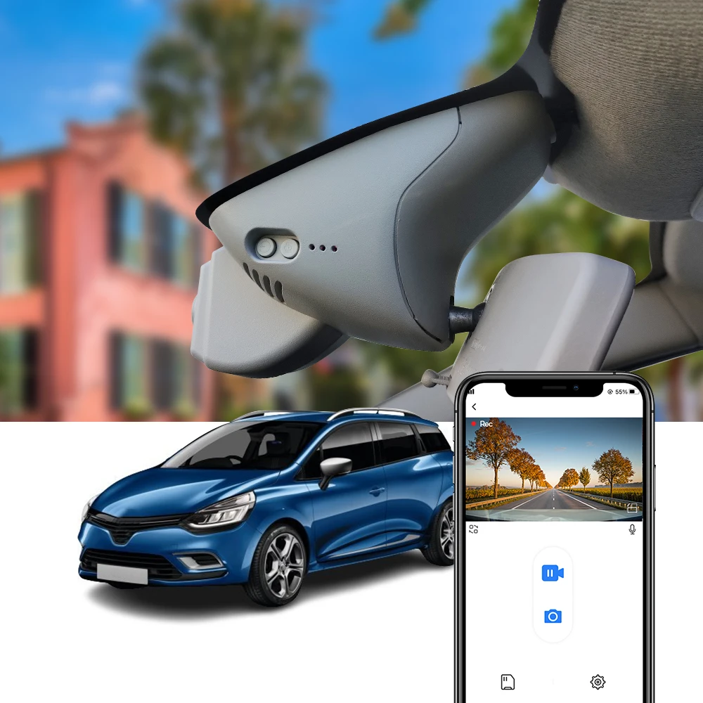 Fitcamx 4K Dash Cam for Renault Clio 4 Megane 3 Twingo Laguna 3 & Smart W453 2014-2022, OEM Built-in WIFI Night Vision Car DVR