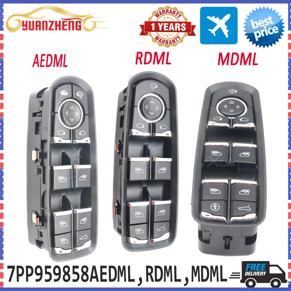 7PP959858AEDML 7PP959858RDML 7PP959858MDML Front Left Power Window Switch Button For Porsche Cayenne Macan Panamera 2010-2022