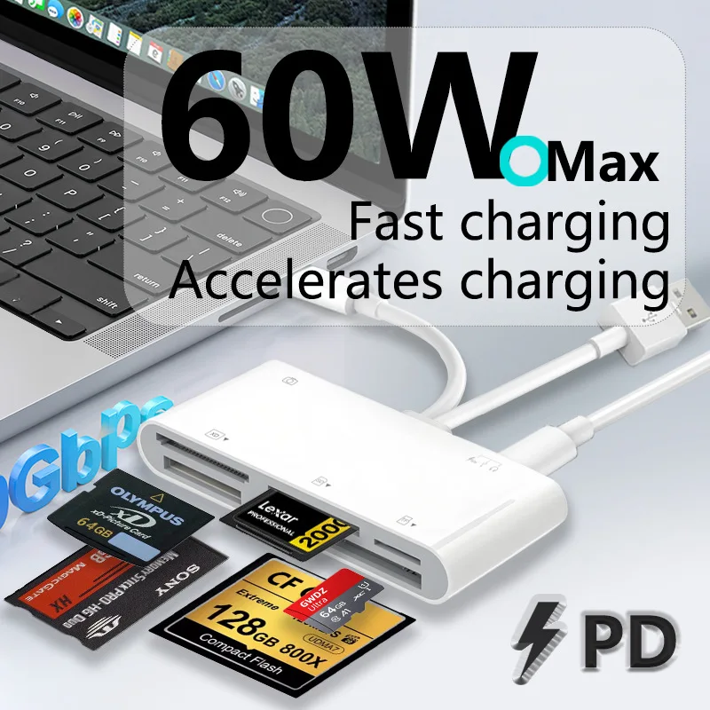 

Совместим с устройством чтения карт памяти Apple, Android, HuaweiSDCard Mobile PhoneOTGAll-in-OneTYPE-CUSB4-in-1