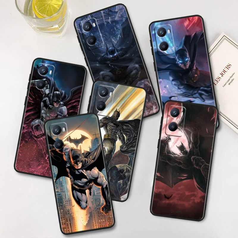 Cute B-batmans Superhero For OPPO A96 A94 A93 A77S A76 A74 A73 A72 A57S A56S A54S Black Shockproof Phone Case