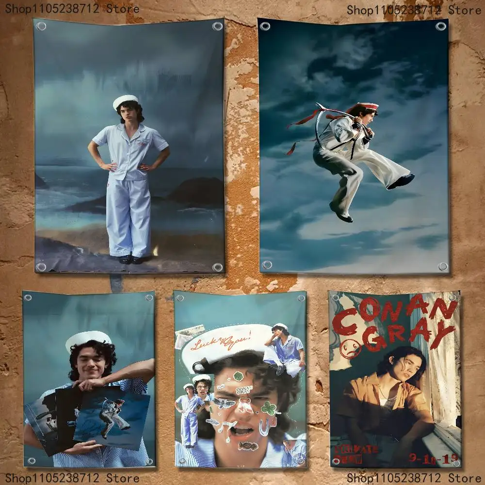 

Singer C-Conan G-Gray Suitable for camping carnivals music parties gatherings Flag Polyester Digital Printing Banner For Decor