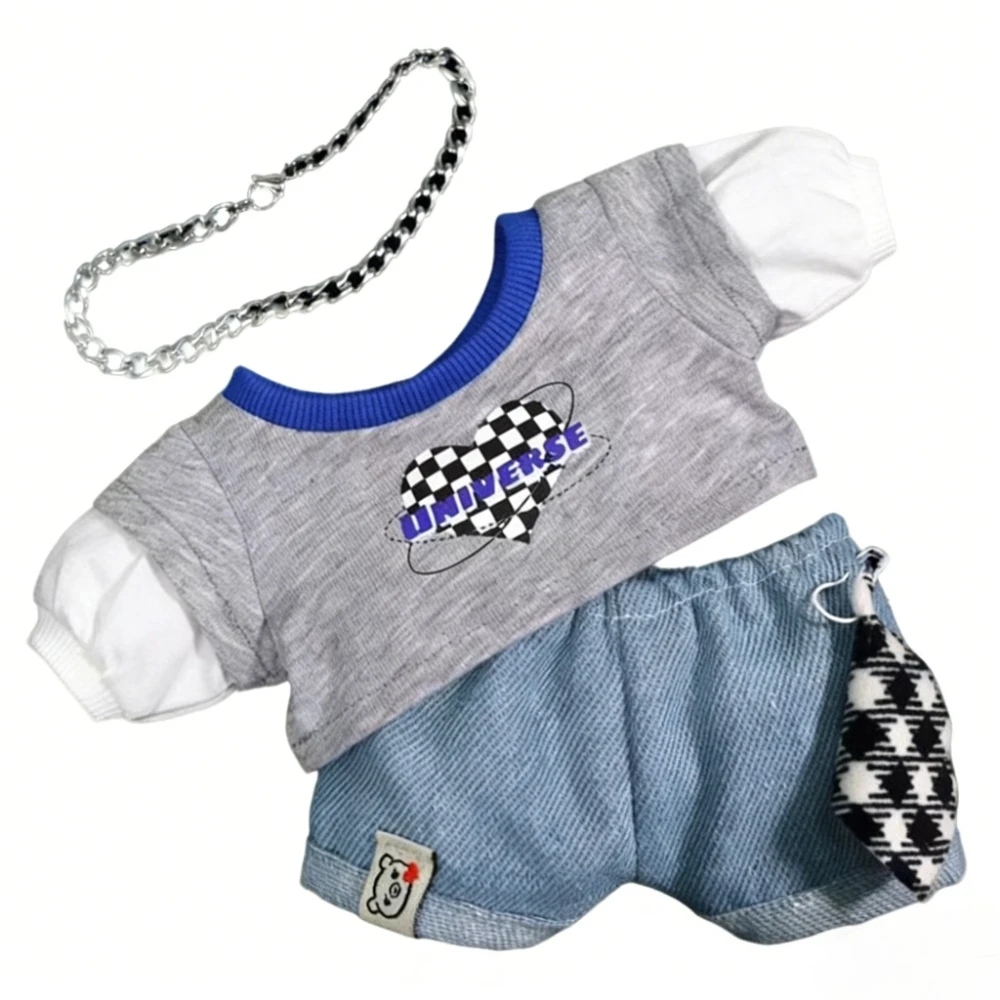 1 conjunto de roupas de boneca de pelúcia de 20cm, uniforme escolar de lazer, acessórios de bonecas, bonecas ídolo, jogo de festa sentado, presente, brinquedos diy