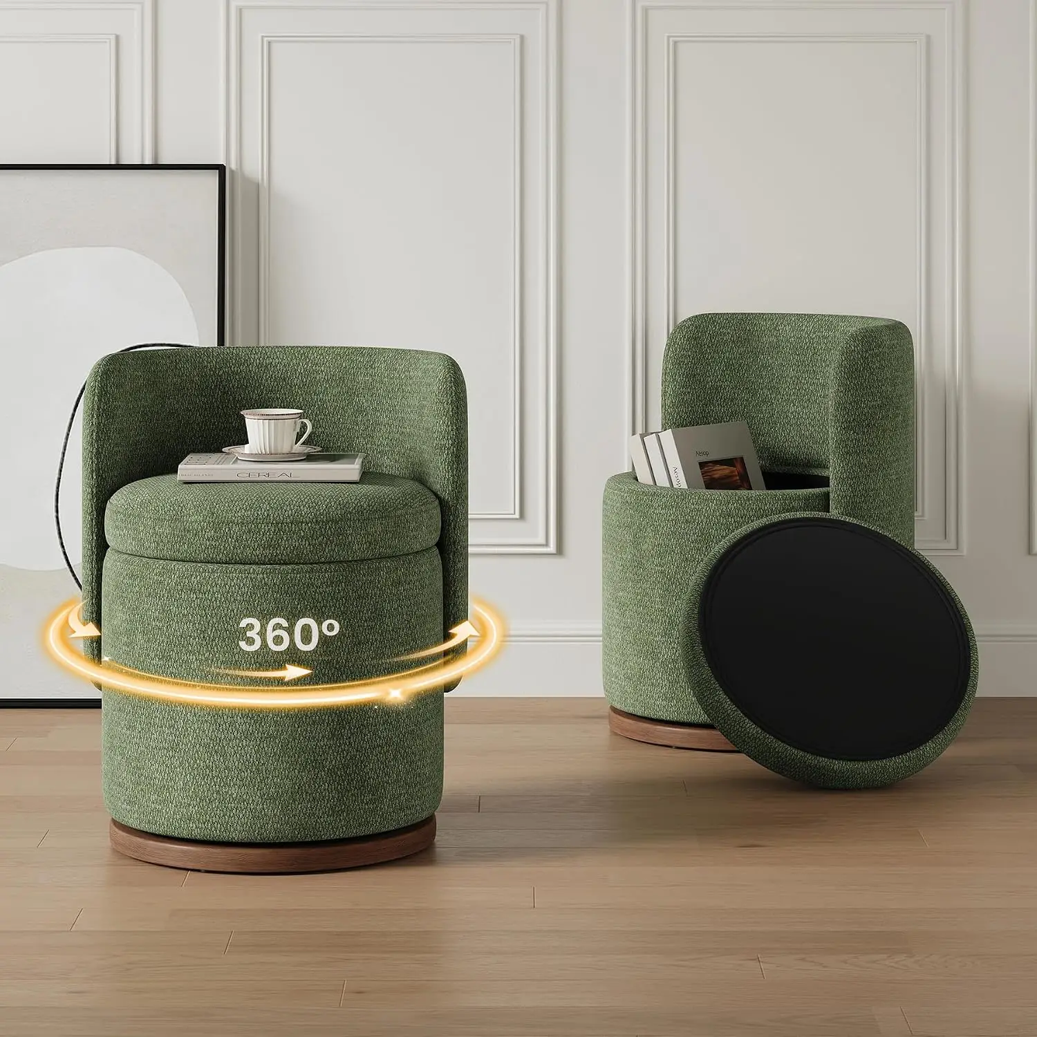 Swivel Vanity Chair with Storage for Daily Routines, Customized