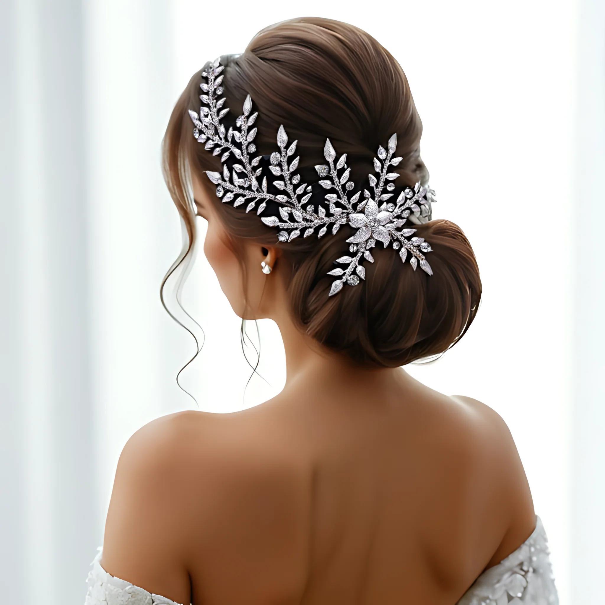 Bride Comb Wedding Hair Accessories Silver Color Leaves Woman Hair Clips Bridal Headwear Pageant Tiara Headdress HP522