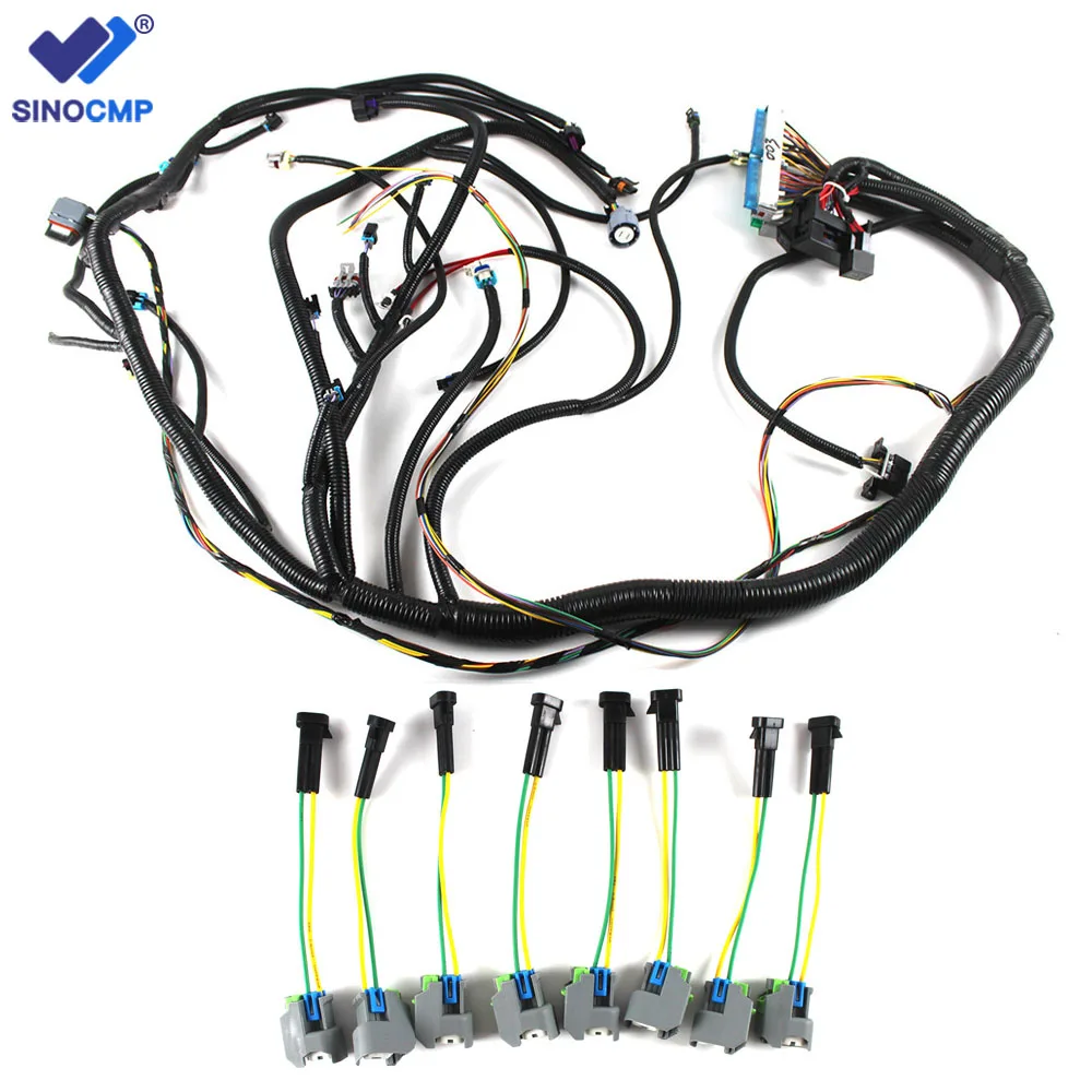 Complete Engine and Transmission Harness W/4L80E Standalone Wiring Harness Drive LS1 For 03-07 Vortec 4.8 5.3 6.0 DBW