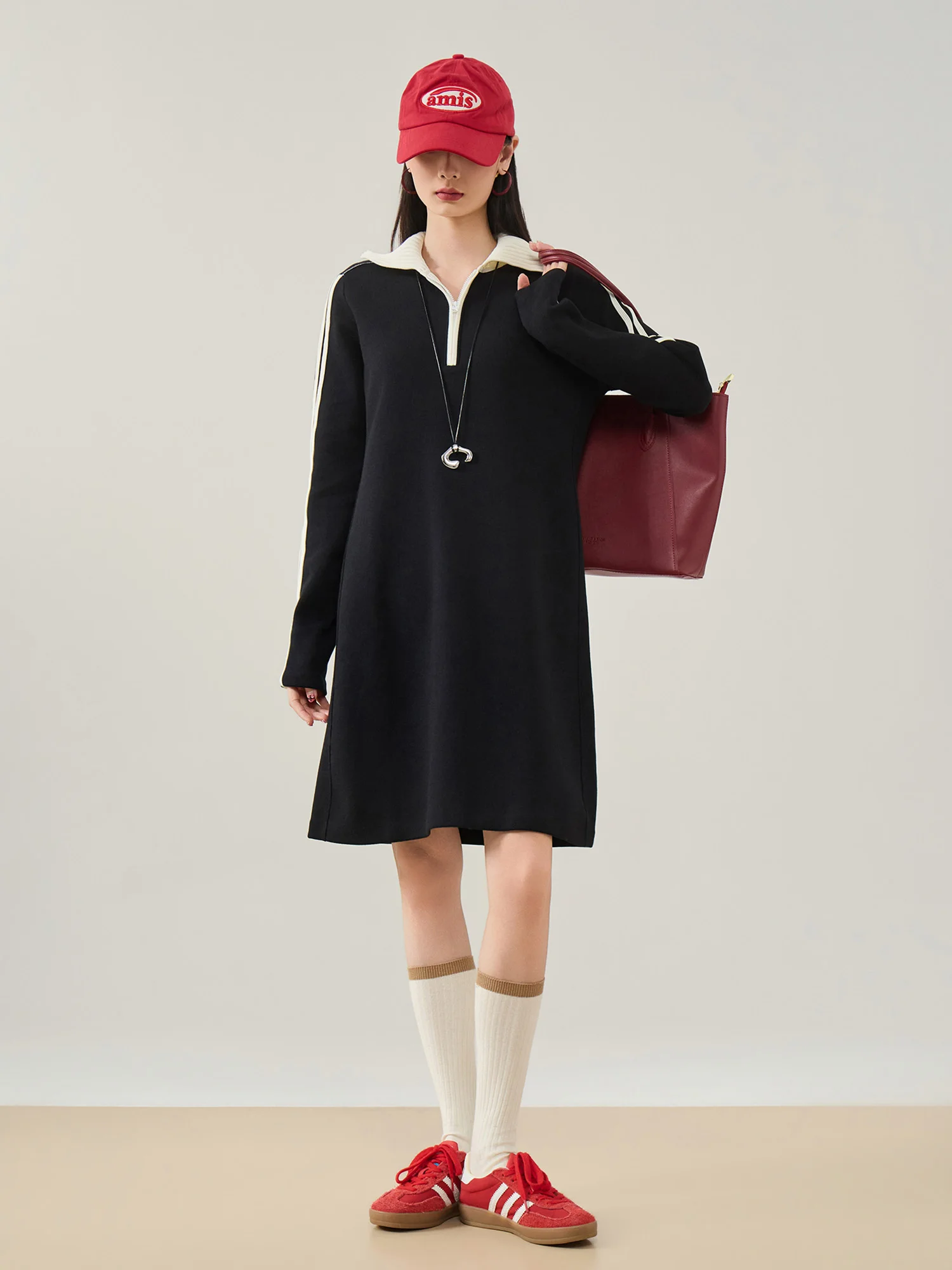 

Bla Knitted Sweatirt Dr A-Line Skirt Loose Fit Slimming Outerwear Inner Match Spring New Sle Casual Polyester Fiber