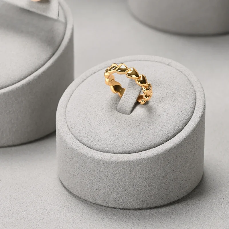 Espositore per gioielli di lusso leggero in microfibra grigia Espositore per gioielli Espositore per gioielli con bracciale ad anello per collana