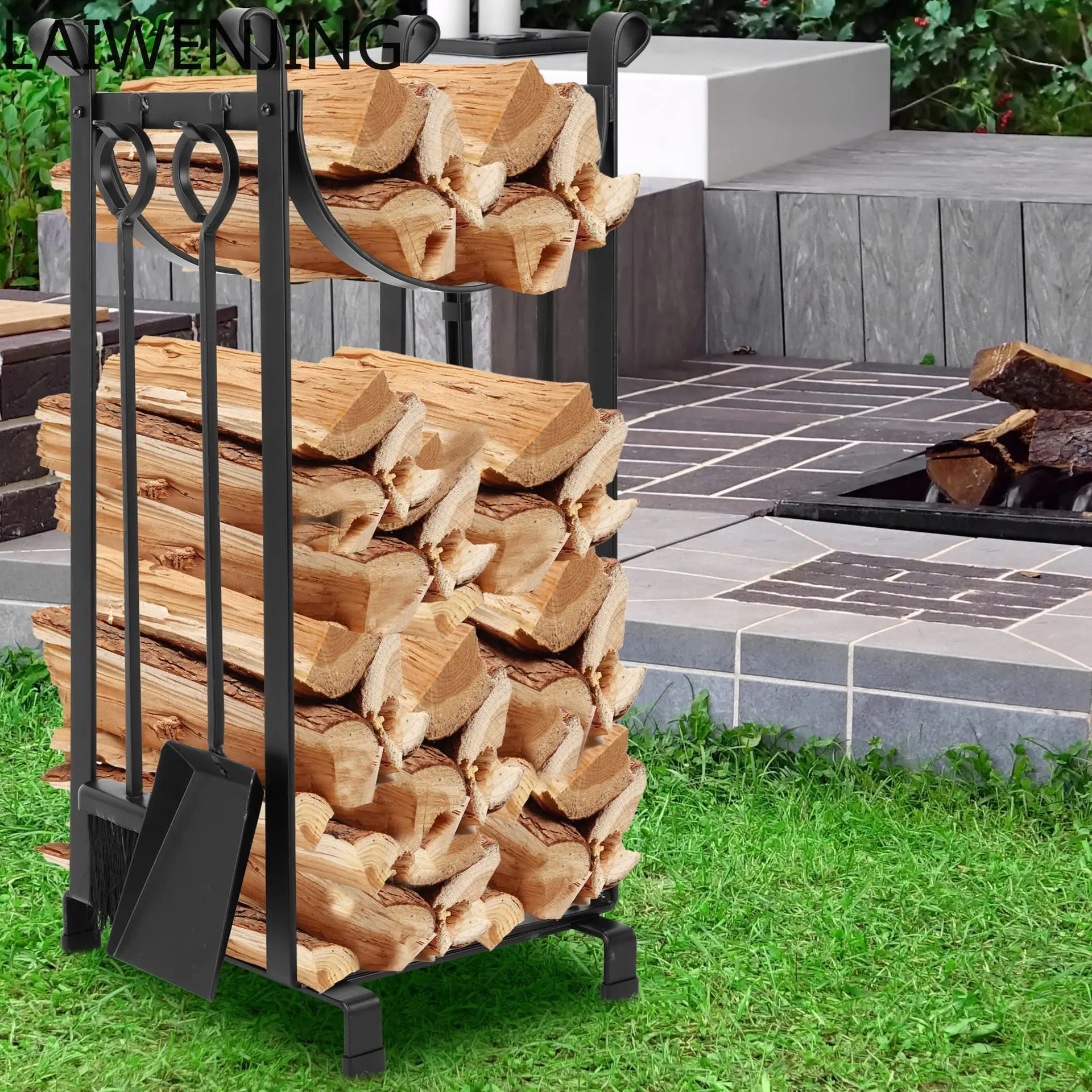 

SGF Small Firewood Rack American Style Iron Wood Storage Stand Set