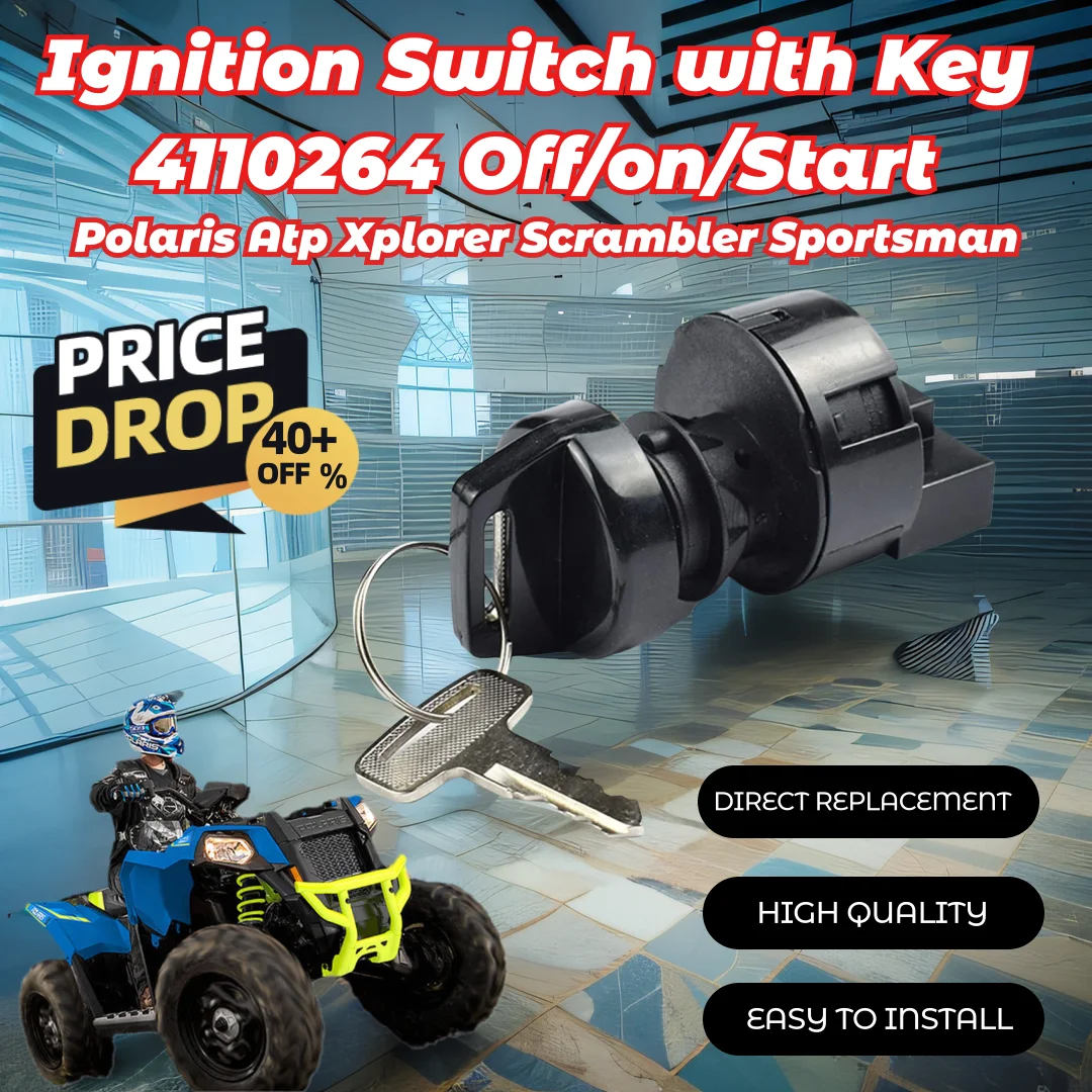 Ignition Switch with Key 4110264 Off/on/Start 3 Position Compatible with Polaris Sportsman 400 500 570 600 700 800 Ranger