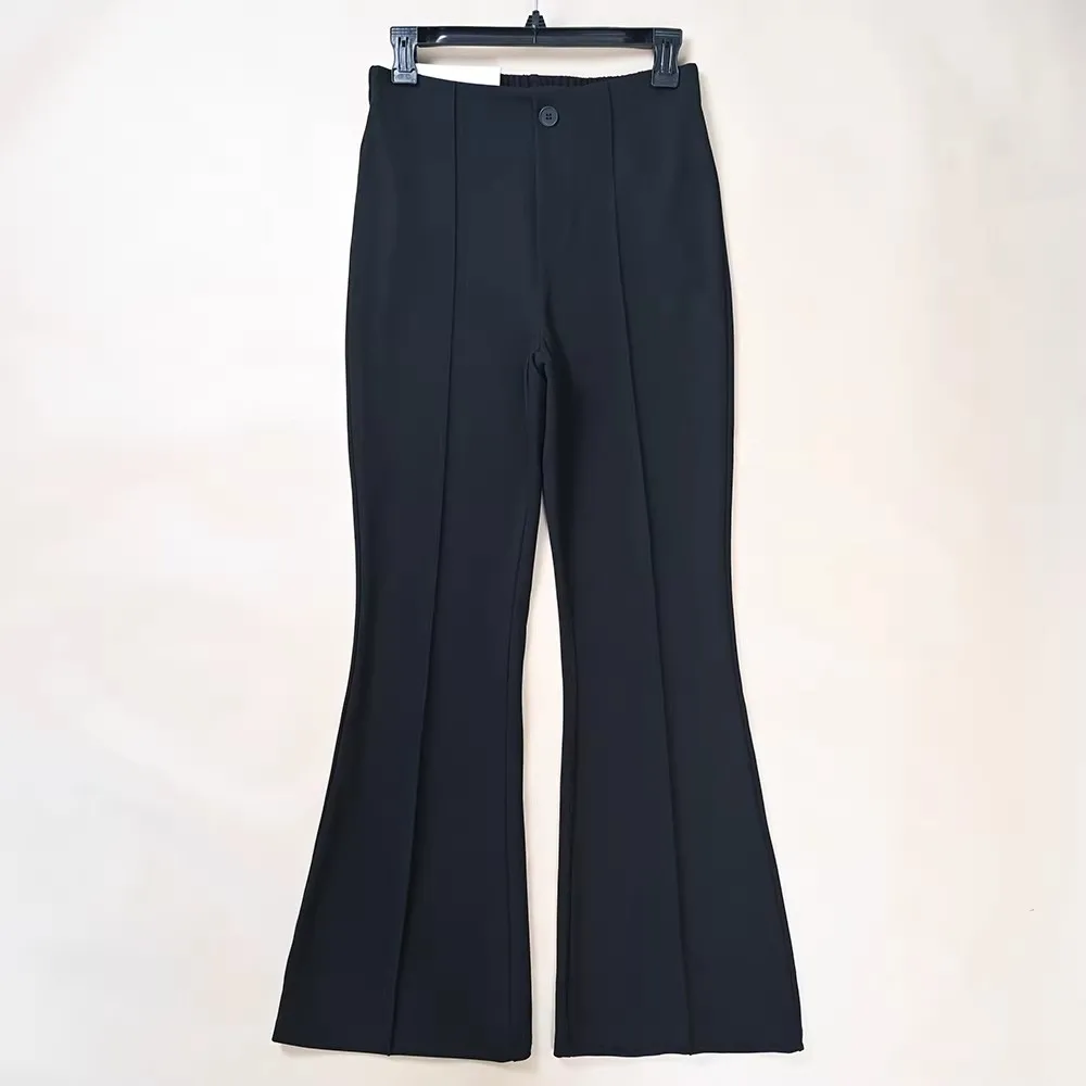 

High Waist Bell Bottom Women's Slim Fit Casual Pants Elasticity Summer Drapey Half Elastic Ladies Fashion Bottoms