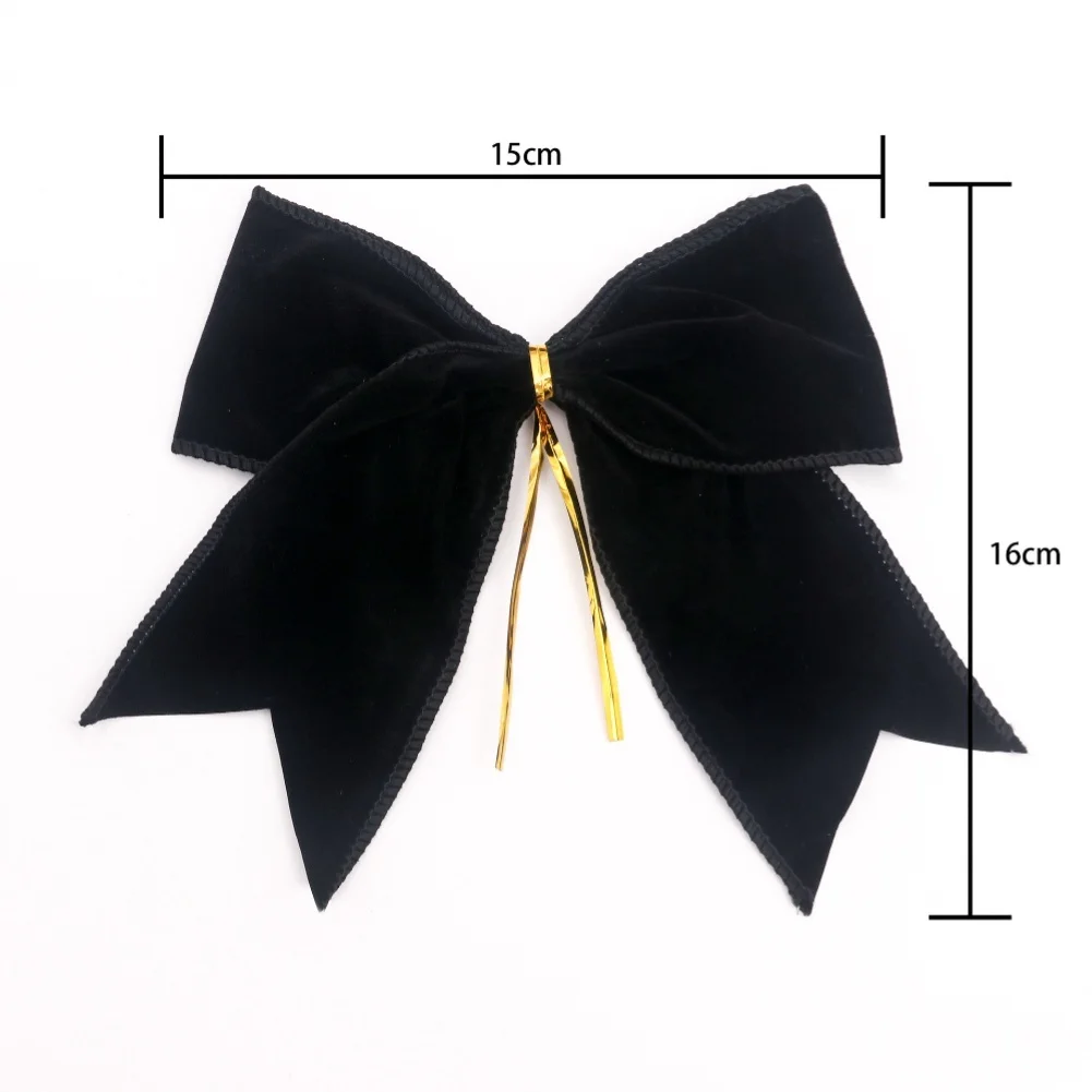12PCS For Velvet Christmas Bows 16.5x14.5cm Wire Edge Holiday Ornaments For Tree Wreath Fireplace Garland DIY Craft Decorations