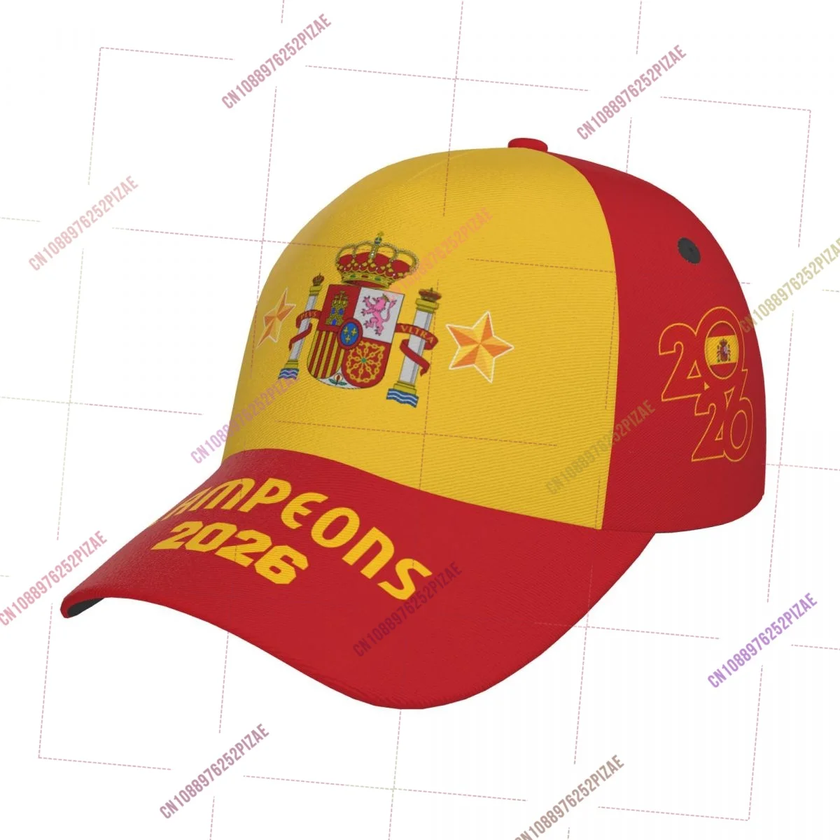 2026 Spain 2 Stars Champions Flag Hat Unisex Adjustable Snapback Baseball Cap Men Women Outdoor Hip Hop For Soccer Fans Gift