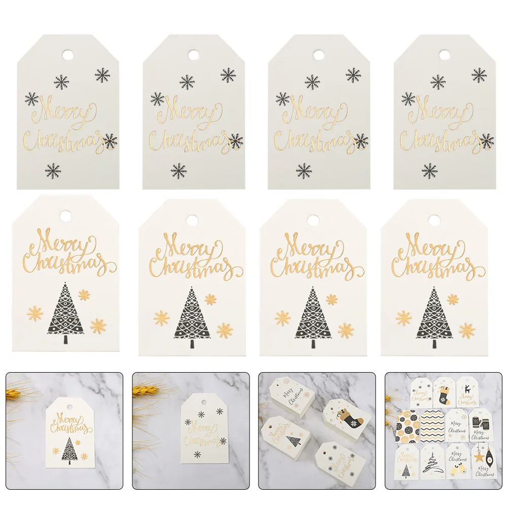

200 Pcs Christmas Card Christmass Greeting Cards Present Tags Bronzing Gift Paper Merry Labels