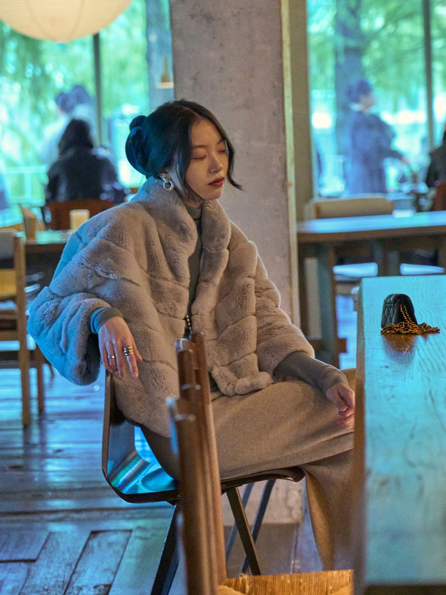 Ele Batwing Sve Cuirass Bovenkleding Bont van hele huiden Konijnenbont TextureSi Ins Sle Jeugdige en verfijnde jas