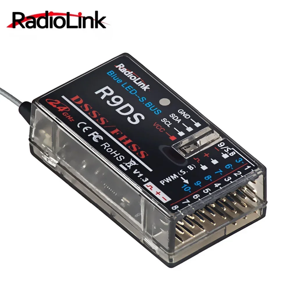 RadioLink R9DS 2.4G 9CH DSSS & FHSS Receiver for RadioLink AT9 AT10 Transmitter RC Multirotor Support For S-BUS