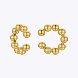 ENFASHION Beads Ear Cuff Gold Color Earrings For Women Stainless Steel Fashion Jewelry Fake Piercing Gift Pendientes E211302