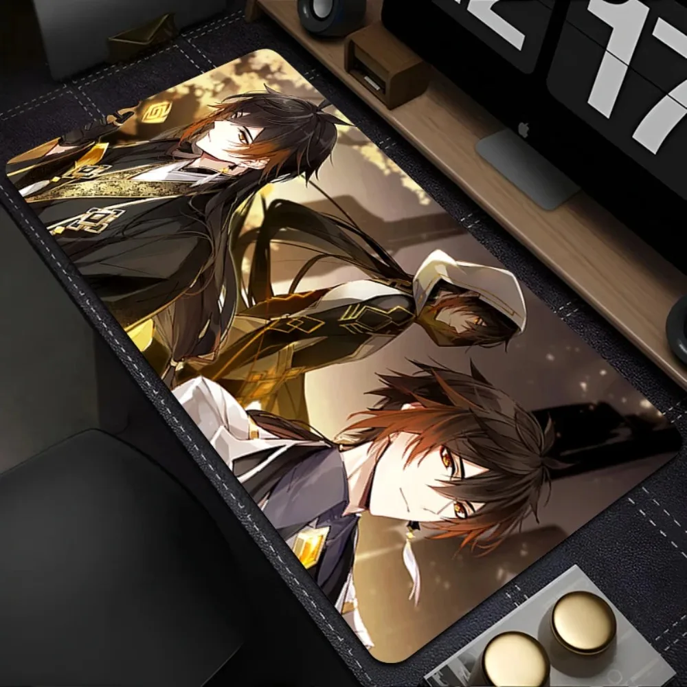 Genshin Impact Zhongli Anime Mouse Pad Gaming Desk Mat Non-Slip Rubber Keyboard Pad Laptop Gaming PC Gamer Accessories Table Mat