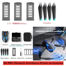 X6 PRO RC Drone Original accessorie 3.7V 750MAH Battery For X6 RC Drone Accessories X6 RC Dron Battery Blades X6 PRO Drone toys