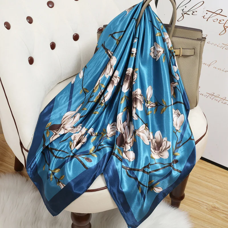 

90 Large Square Silk Scarf for Women 2025 New Spring and Summer High-End Korean Style Versatile Thin Scarf Shawl