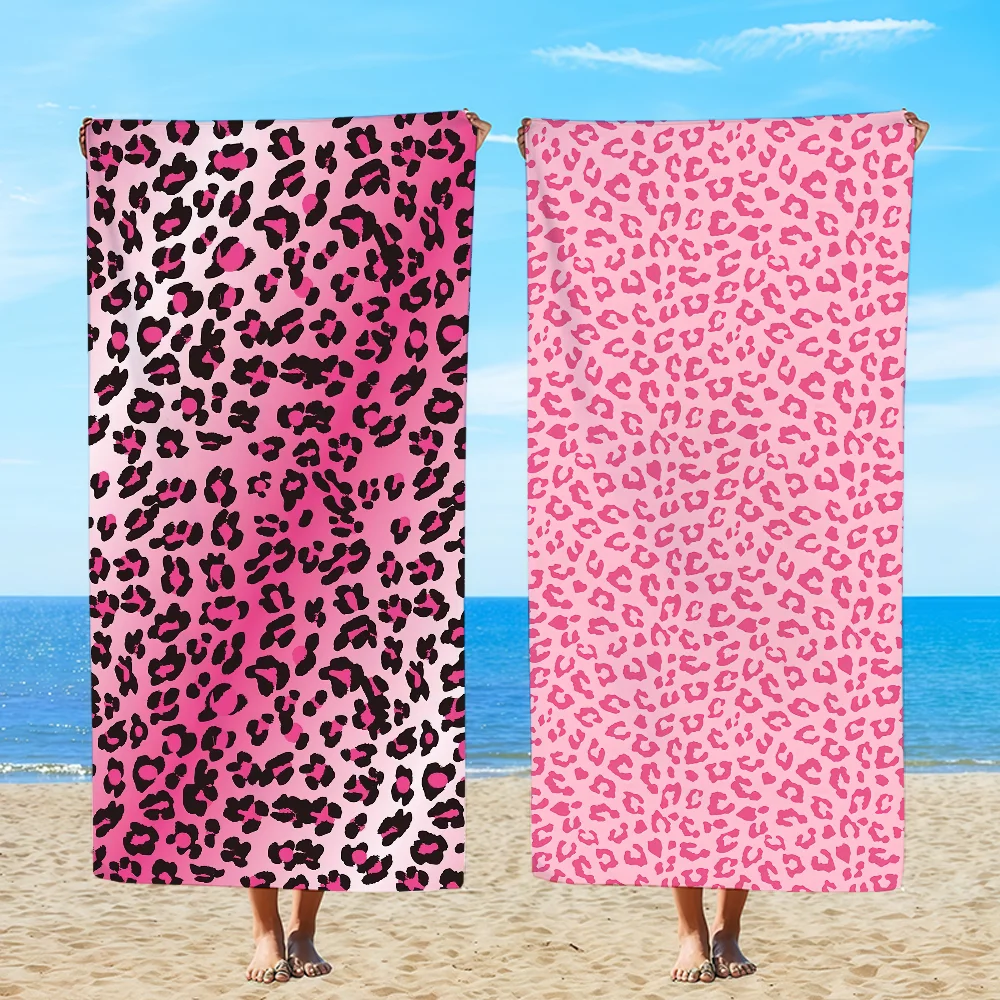 Fashion Leopard Print Cool Towel Textile Bathrobe Beach Quick-Drying Lightweight Portable Camping Swim Pool Travel