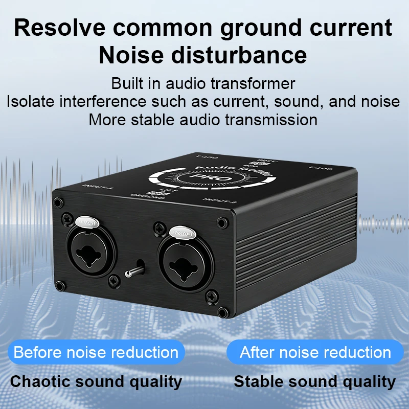Audio Current Noise Eliminator 2-Way Audio Isolator XLR 6.5 Lotus for Mixer Live Broadcast Home Studio Kit
