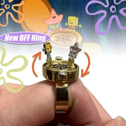 New Rotate BFF Ring For Woman Man Vintage Cute Couple Open Anxiety Fidgets Ring Spinner Anime Jewelry Best Friend Cool Gift