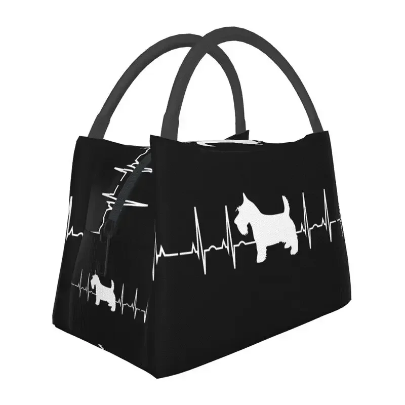 

Scottish Terrier Dog Heartbeat Insulated Lunch Bag for Work Office Scottie Leakproof Cooler Thermal Bento Box Women