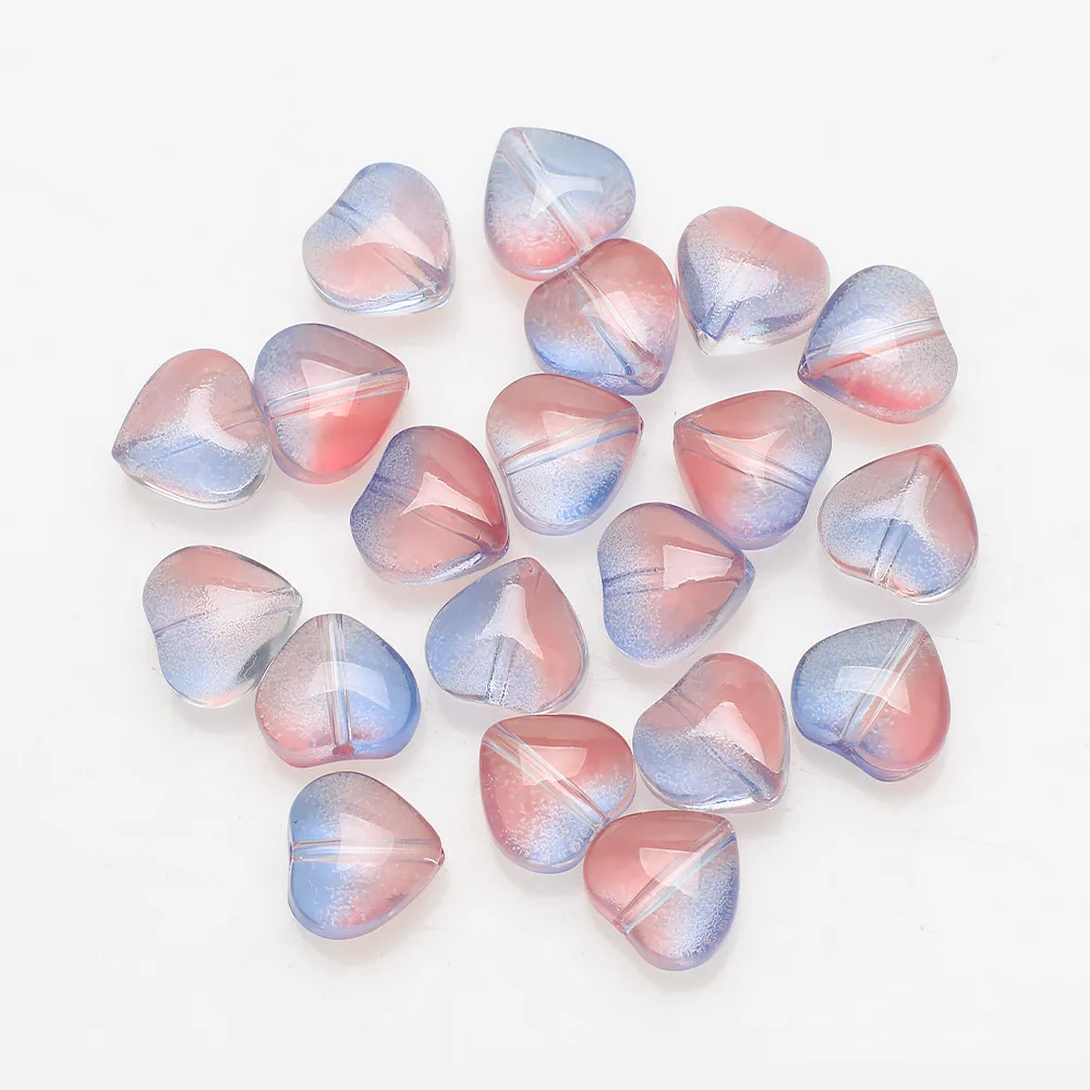 StreBelle New 100pcs 8mm Colorful Charms Heart Shape Glass Beads Loose Spacer Pear Bead for Jewelry Making DIY Handmade Bracelet