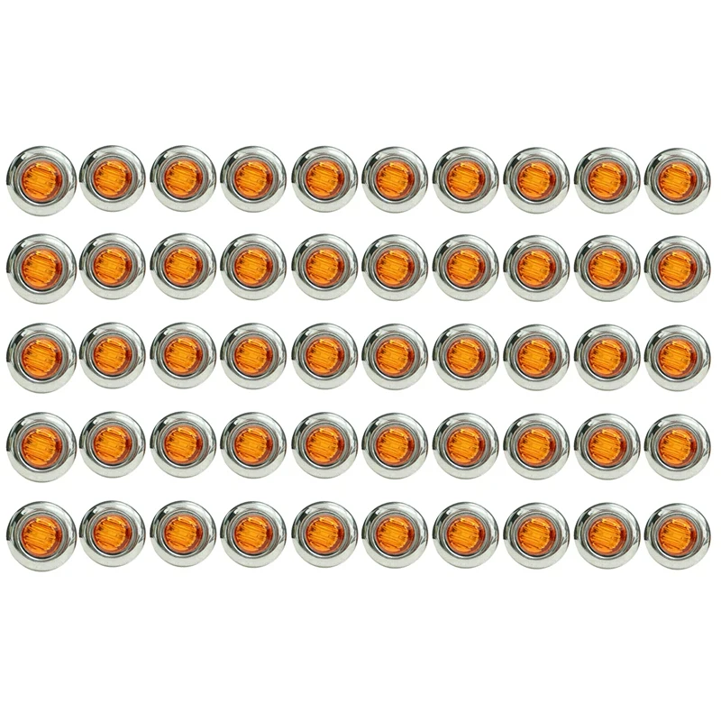 50PCS 3/4 Inch 3 LED Mini Round Trailer Side Marker Indicator Lights Universal For Trucks Boat Pickup Caravan RV