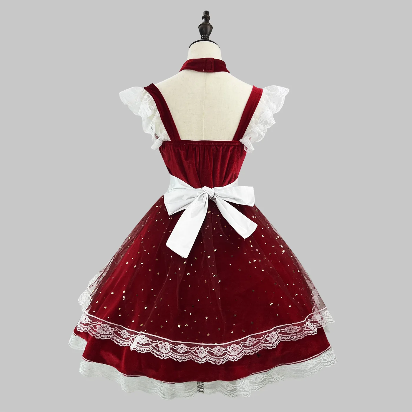 S -5XL vino rojo lindo vestido de Navidad Lolita disfraz Cosplay Claret vestido de Año Nuevo traje para sirvienta disfraz de fiesta de Halloween