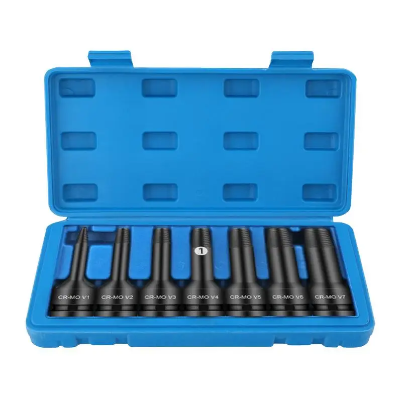 

7PCS Screw Remover And Extractor Metal Damaged Screw Extractor Set Stripped Screw Removal Kit Wear-Resistant Broken Screw