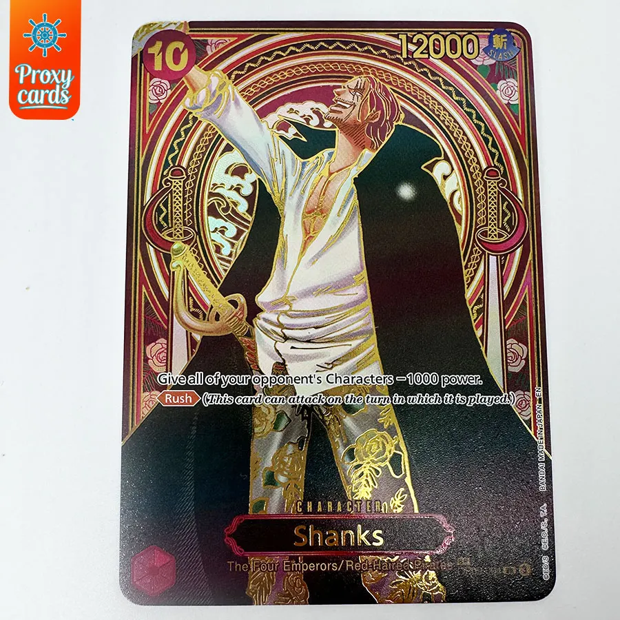One Piece TCG OP09 Rare Proxy Cards Shanks Gol D Roger Blackbeard Monkey D Luffy Manga Refractive Flash Collectible Anime Cards view 4