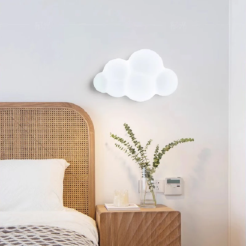 White cloud Wall Lamps LED Children\'s Room Bedside Lamp Minimalist Modern Boy Girl Bedroom nursery Youth Room Decor Wall Lights