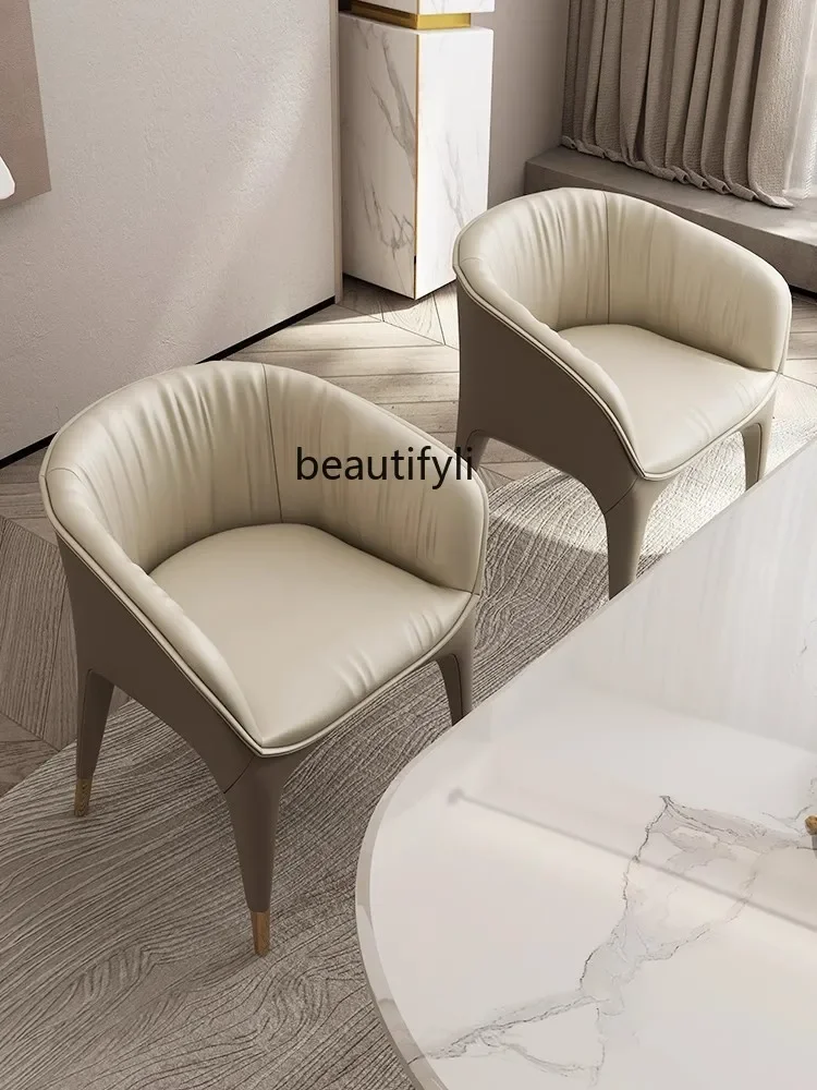 Y Light luxury dining chair High-end household backrest Italian tea table Master chair Mahjong armrest Sitting chair