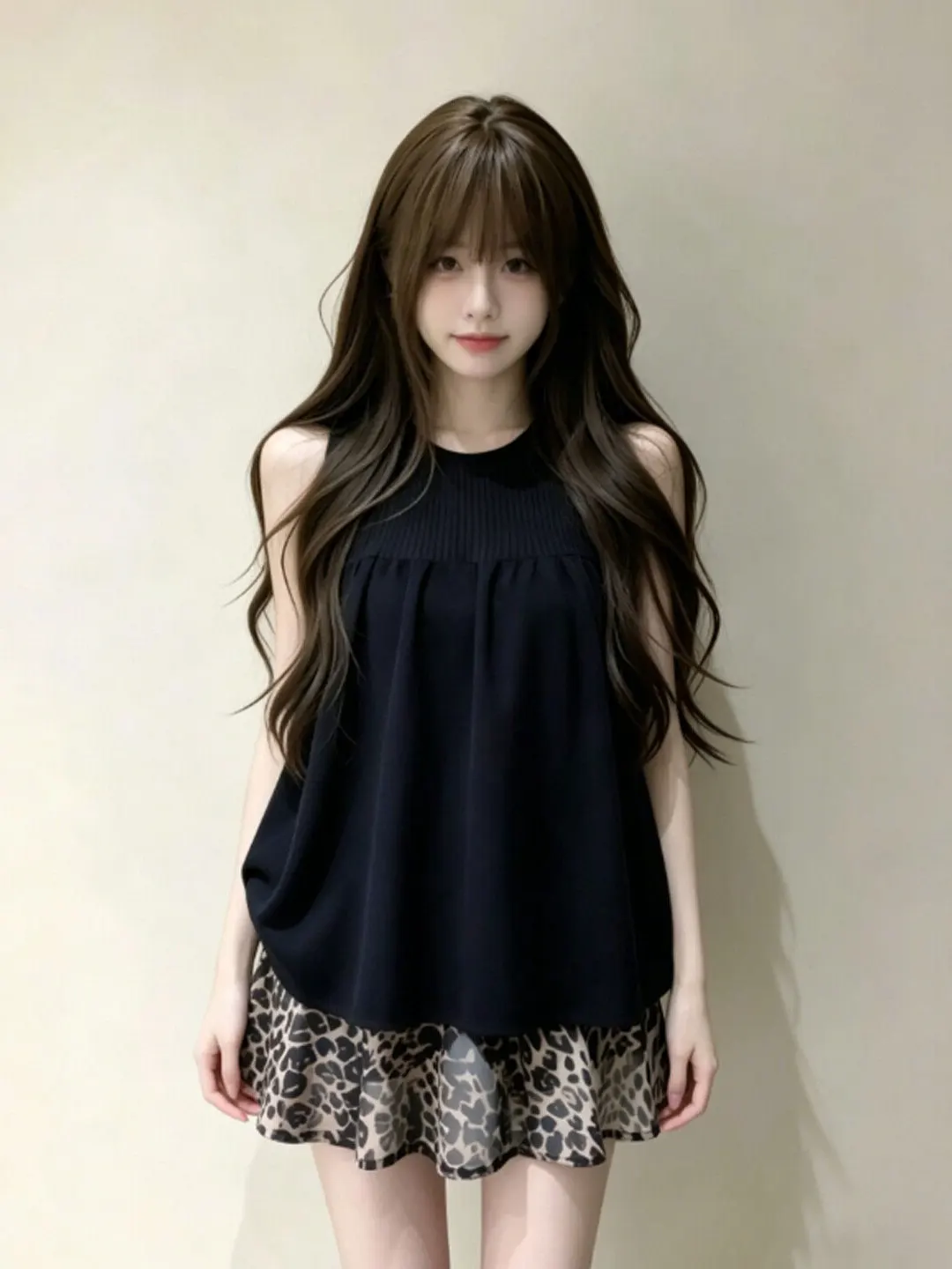 

Korean Style Leopard Print Skirt And Top Set Summer Comfortable Breathable Fashionable Women's Clothing Set for Dating