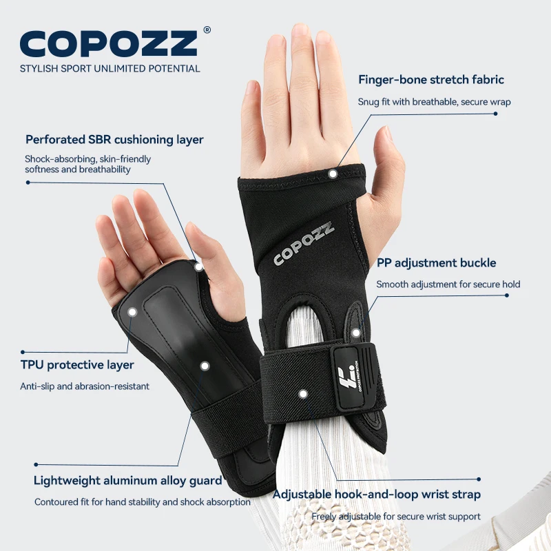 Copozz 1 par adulto esqui suporte de pulso engrenagem proteção mão rolo palma almofadas protetor snowboard patinação esportes guarda das mulheres dos homens