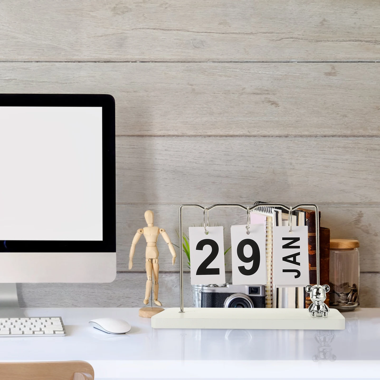 

Reusable Desk Calendar Perpetual Rustic Wooden Flip Office Home Decor Creative Desktop Standing Unique Gift Accessory