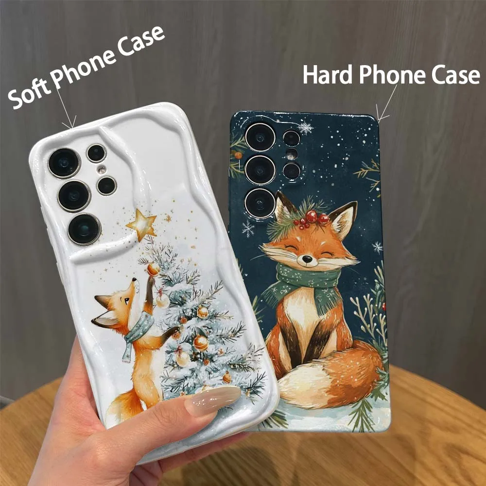 Cartoon Christmas Fox For Samsung Galaxy S26 S25 S24 S23 S22 S21 M11 M12 F12 M40S FE Plus Ultra Hard Phone Case Cover