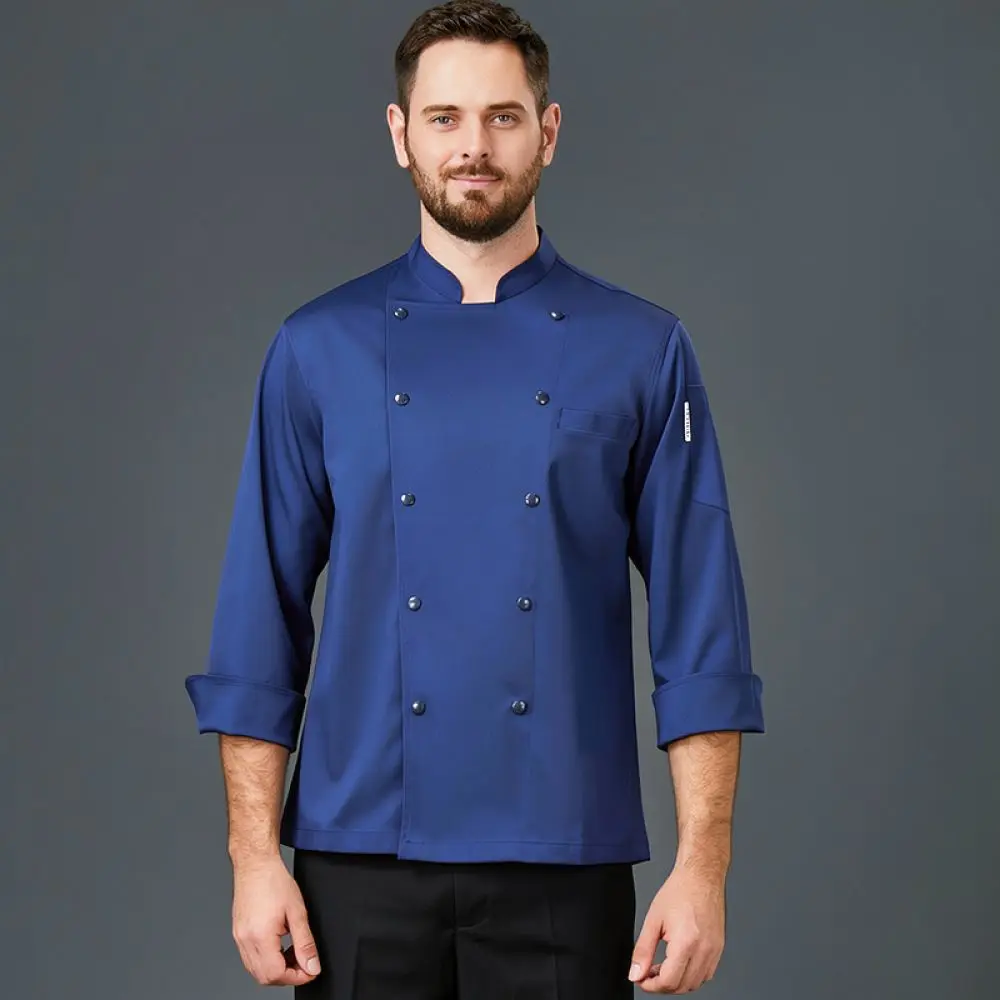 For For Meisilin Chef Uniform Long Sleeve Chinese Style Work Jacket Breathable Kitchen Catering Cooking Apparel