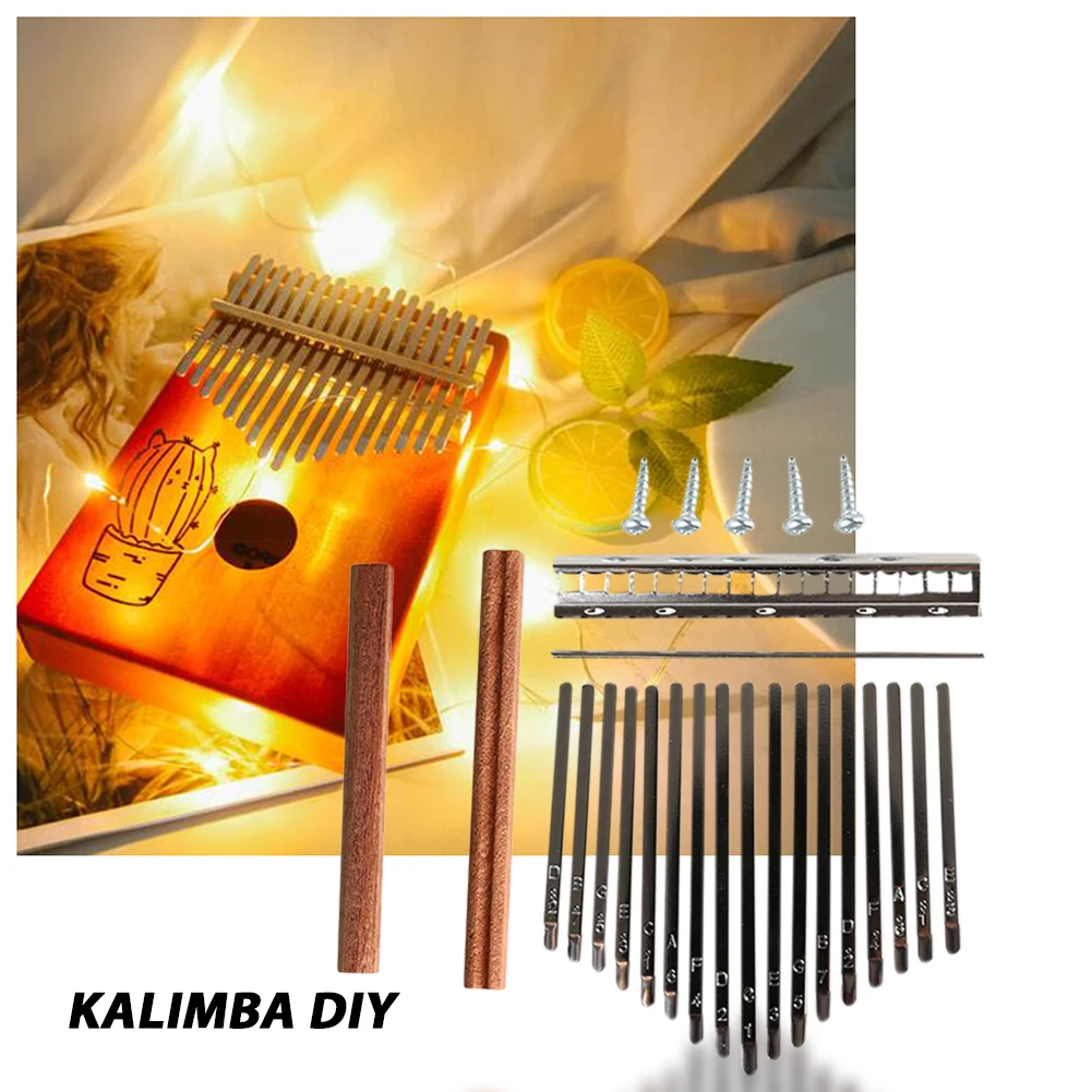 17-Key Kalimba DIY Set Houten Brug Granaatscherven Duurzame Duim Piano Stalen Sleutel Belettering Toetsenbord Muziekinstrument Accessoire