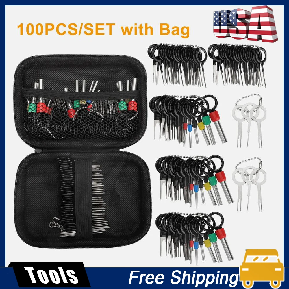 

100 шт., комплект проводов для вытягивания разъемов, инструмент для удаления клемм для автомобиля