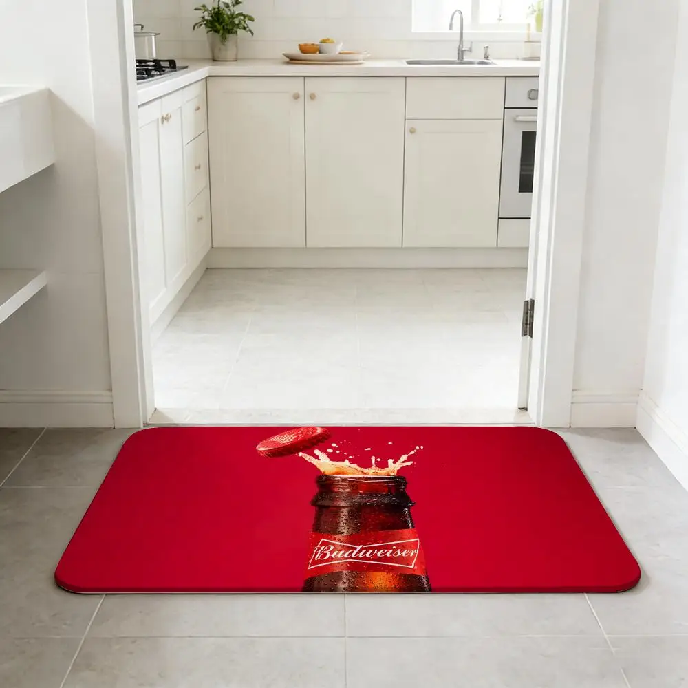 Alcohol B-Budweiser Floor Mat Non-slip Quick-dry Diatomaceous Earth Bath Mat, Absorbent Doormat