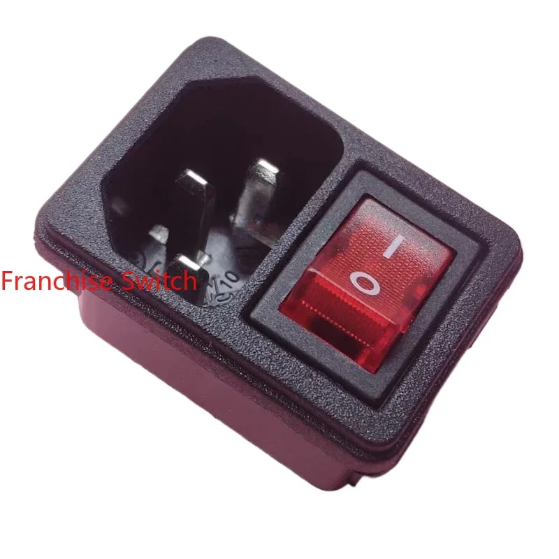 

10PCS Power socket with 4-pin red light switch, 2-in-1 AC JR-101-1FSA UL certified