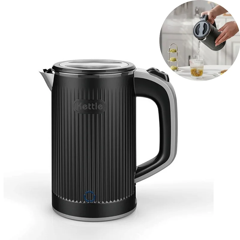 

110V/220V Travel Electric Kettle Home Double Layer Anti-scald Stainless Steel Portable Hot Water Boiler Automatic Power Off 600W