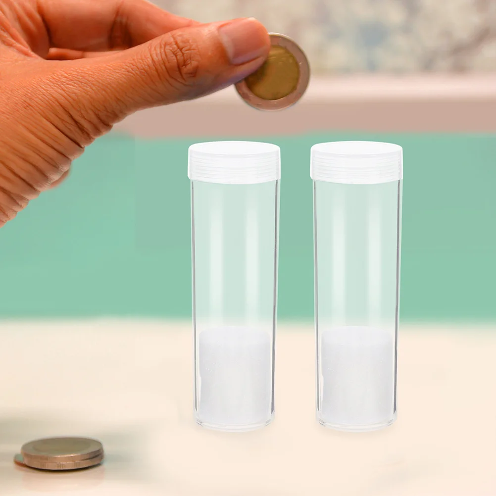 

20pcs Coin Storage Tubes 20.5Mm Transparent Plastic Containers With Sponge Cushion For Coin Collectors Organizer Case