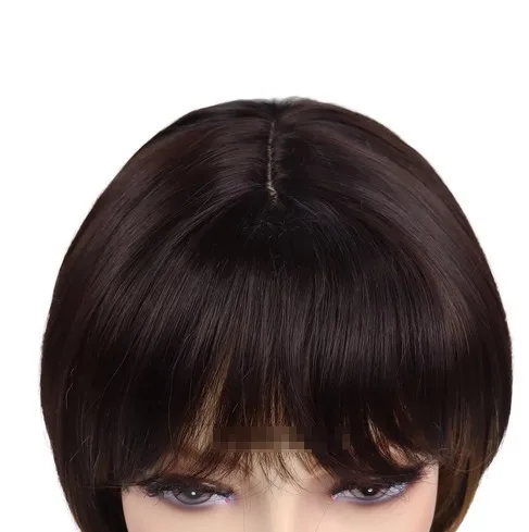 Bob Hairstyle Synthetic Hair Short Wigs for Women Brown Straight Wig with Bangs Dress Party Adjustable Cap Size Heat Resistant