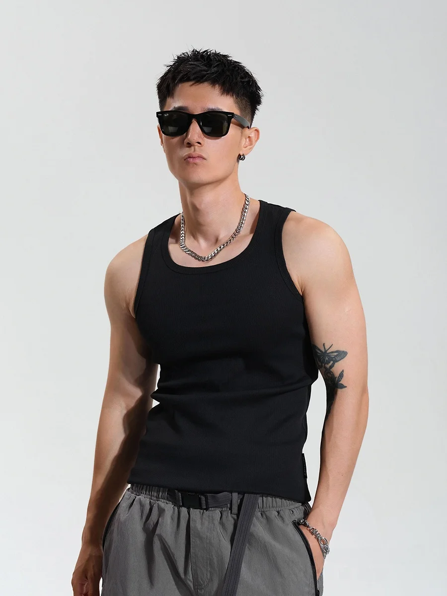 

Fitn Sports Vest Men's Sle Summer Trend Brand American Slim oulder Svel T-irt Breathable Moisture ng Cott...