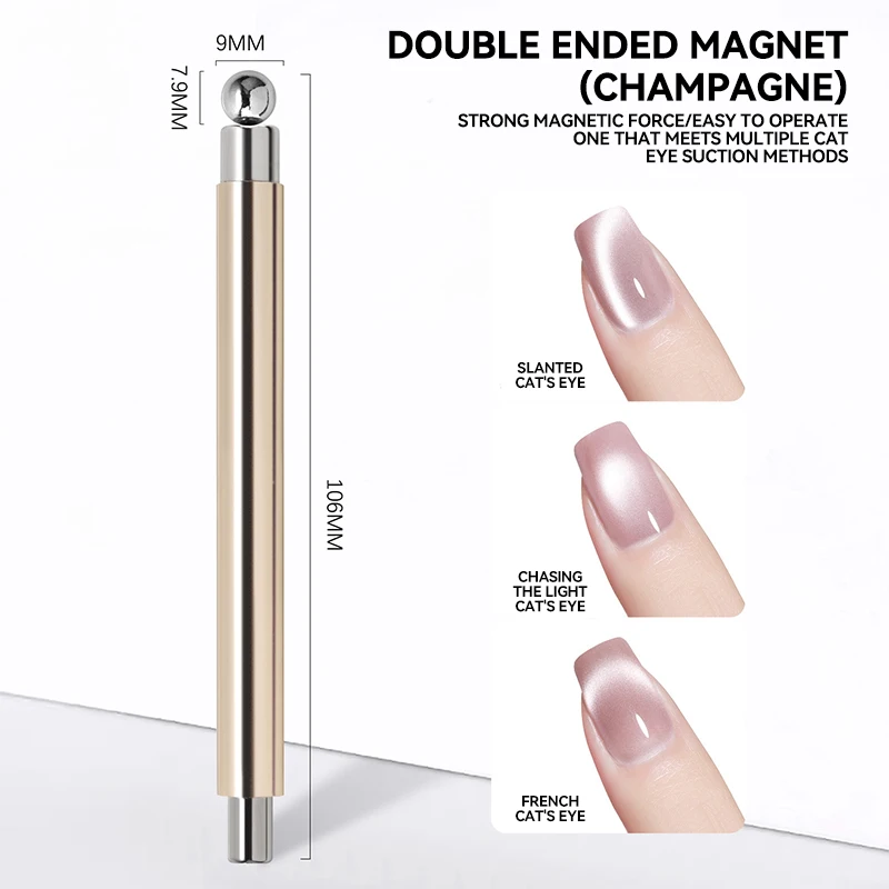 Nail art Nagel Magnetische Stick Cat Eye Magnetische Kugel Aluminium Griff Zylindrische UV Gel Magnet Werkzeuge Doppel Ende Nagel Design Werkzeuge
