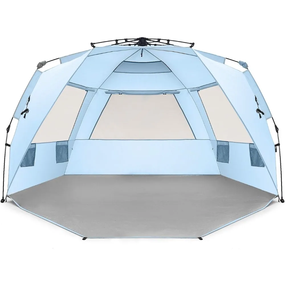 

Outdoors Instant Shader Deluxe XL Beach Tent Easy Up 99" Wide for 4-6 Person Sun Shelter - Extended Zippered Porch Included Blue